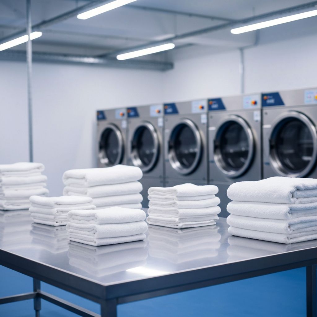 Professional laundry service with neatly folded linens